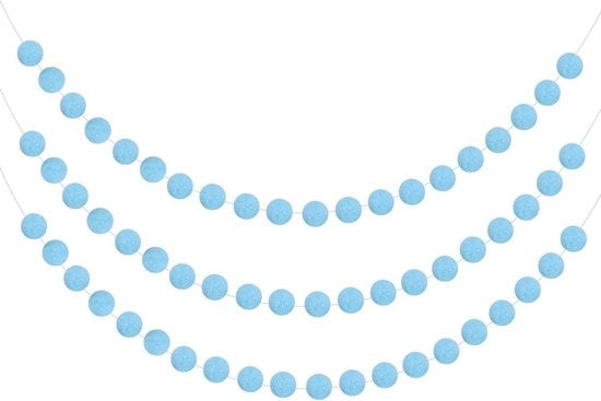 Pompon a spirale da parete 3 pezzi 6,6 ft 20 palloni decorazione di Natale bandiera di compleanno decorazioni di Pasqua blu
