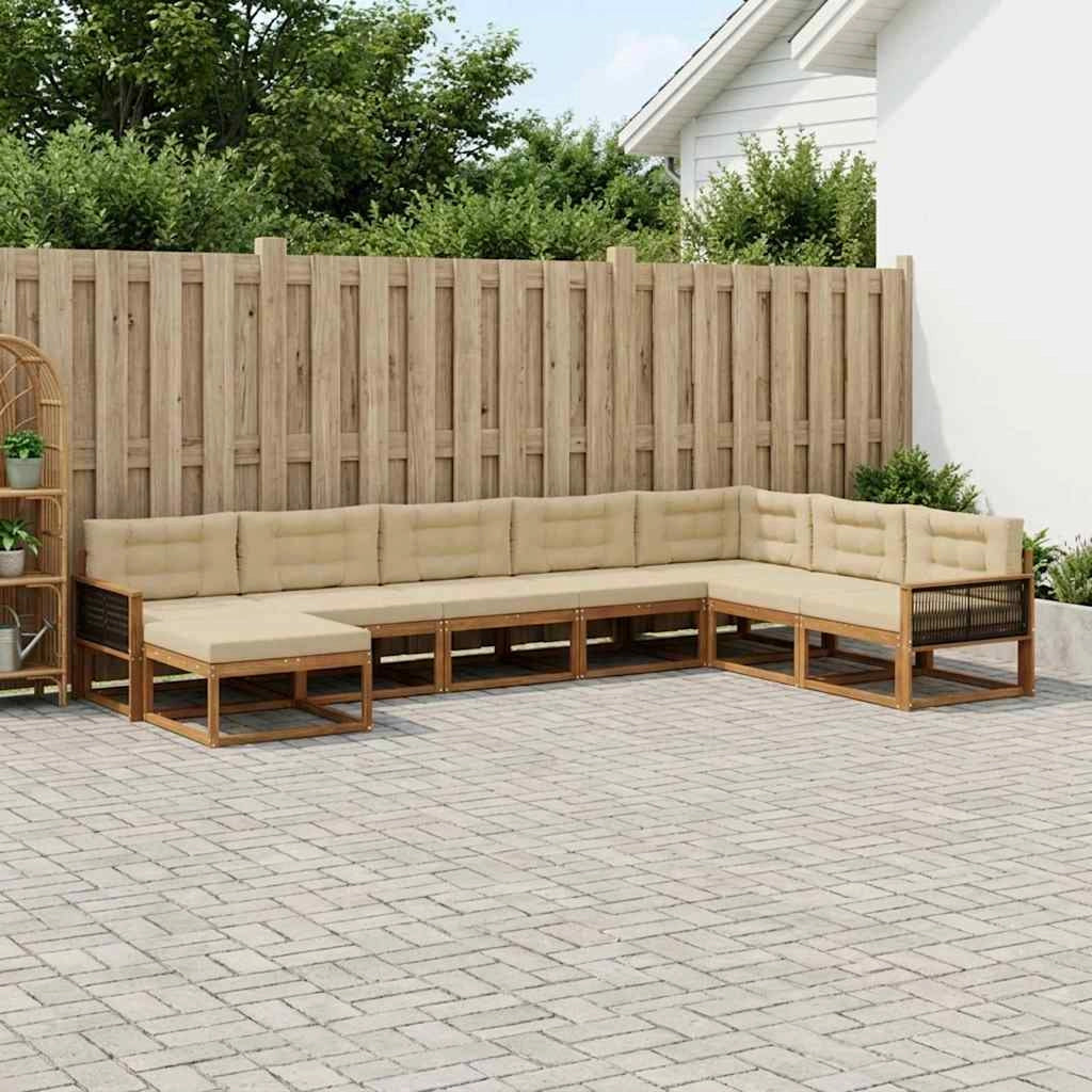 Set di divani da esterno 8 pz Naturale e Beige 3382806
