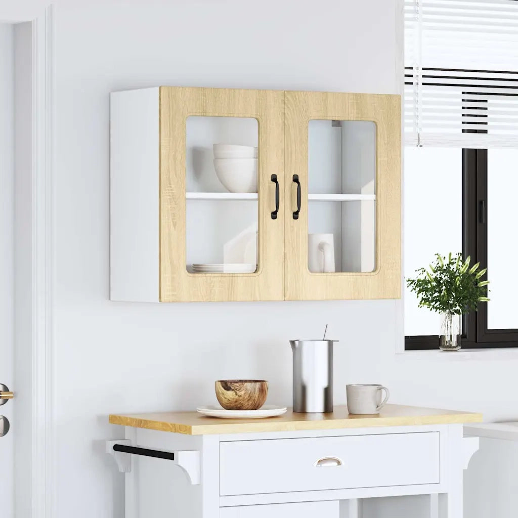 Pensile da Cucina con Porta in Vetro Kalmar Rovere Sonoma