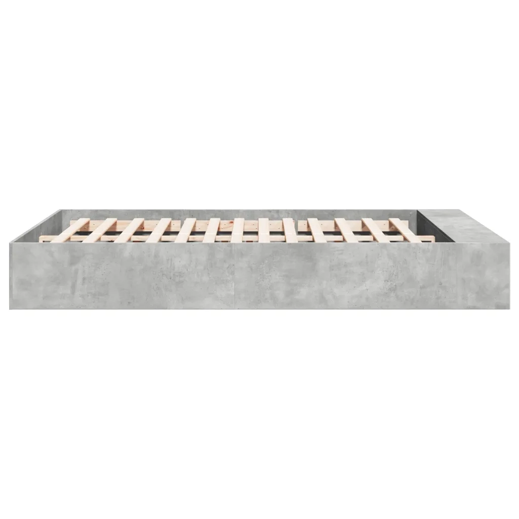 Letto matrimoniale | Letto per adulti | Giroletto Grigio Cemento 160x200 cm in Legno Multistrato