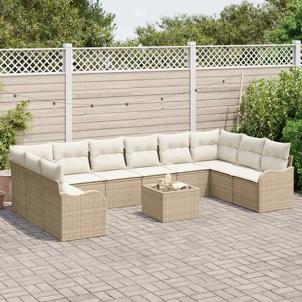 Set Divano da Giardino 11 pcs Beige e Bianco polyrattan 3354560