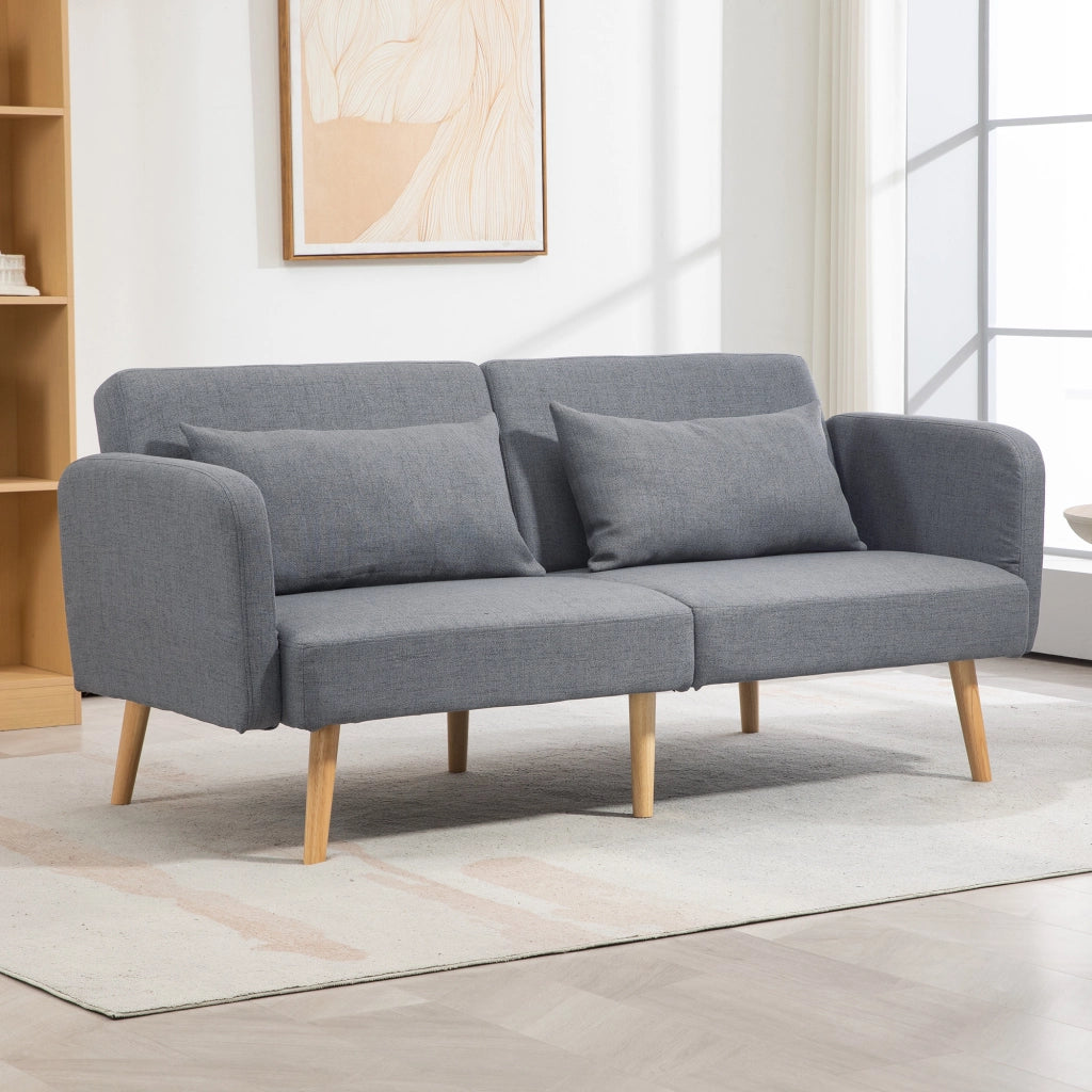 DIVANO LETTO 170 cm Grigio in poliestere con 2 cuscini