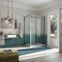 Box Doccia Angolare 90x130 cm 2 Ante Battenti in Cristallo Opaco 6mm H185 Fosterberg Koge Duo