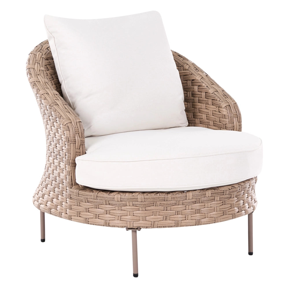 Poltrona da giardino in rattan in vimini marrone con poggiapiedi esterno giardino stile boho