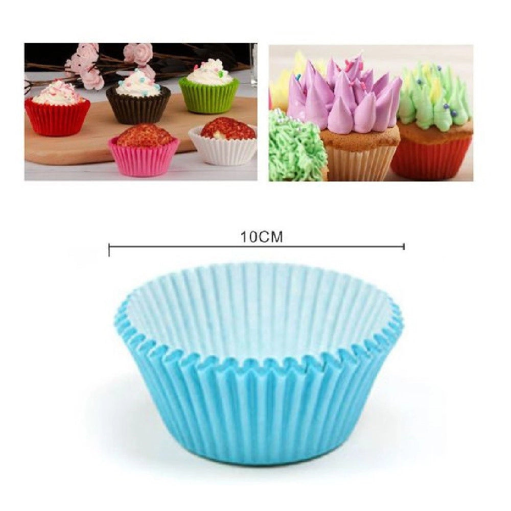Trade Shop - Set 2 Confezioni Da 50 Pirottini Carta 10cm Celesti Cupcake Tortine Muffin 56135 -