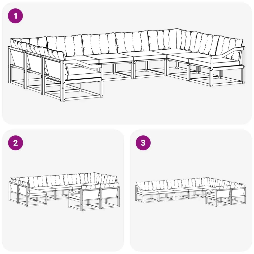 Set di divani da esterno 9 pz Bianco e Nero 3389078