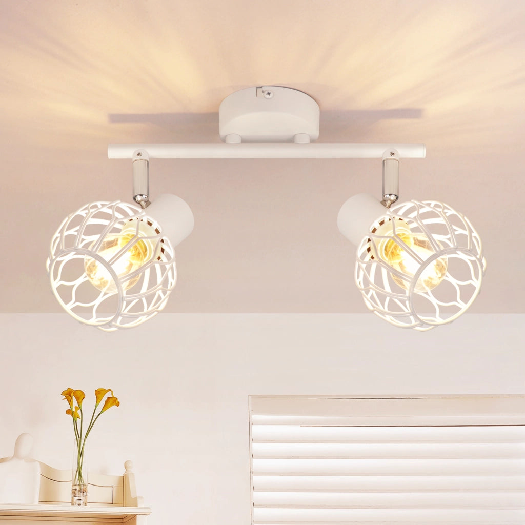 ZMH Faretto da soffitto 2 Luci Bianco E14 Metall Orientabile Moderni per Soggiorno Cucina Corridoio Senza Lampadina