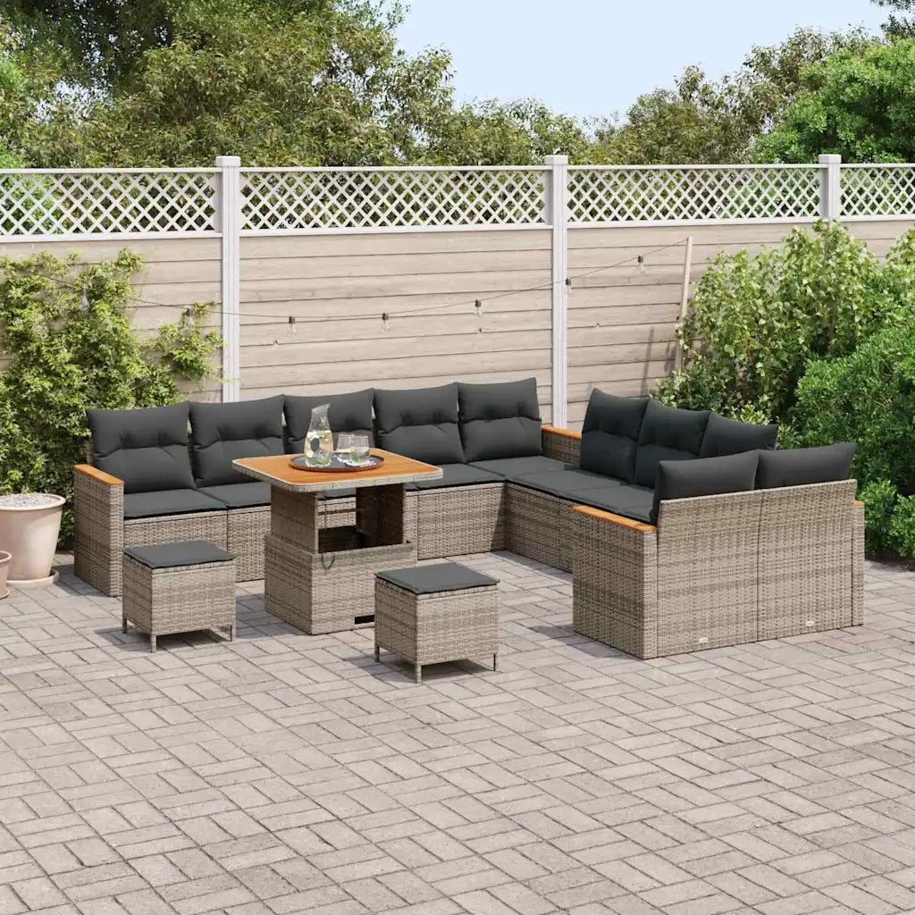 Set Divano da Giardino con cuscino 13 pcs Grigio polyrattan 3365053