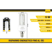 Trade Shop - Lampadina Led E14 5w Bianco Caldo 3000k Freddo 6500k Naturale 4000k 24d 2u-01t - -bianco Caldo      -