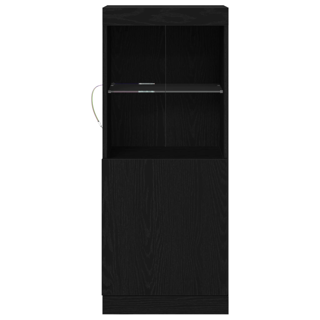 sideboard  con luci LED rovere nero 41x37x100 cm