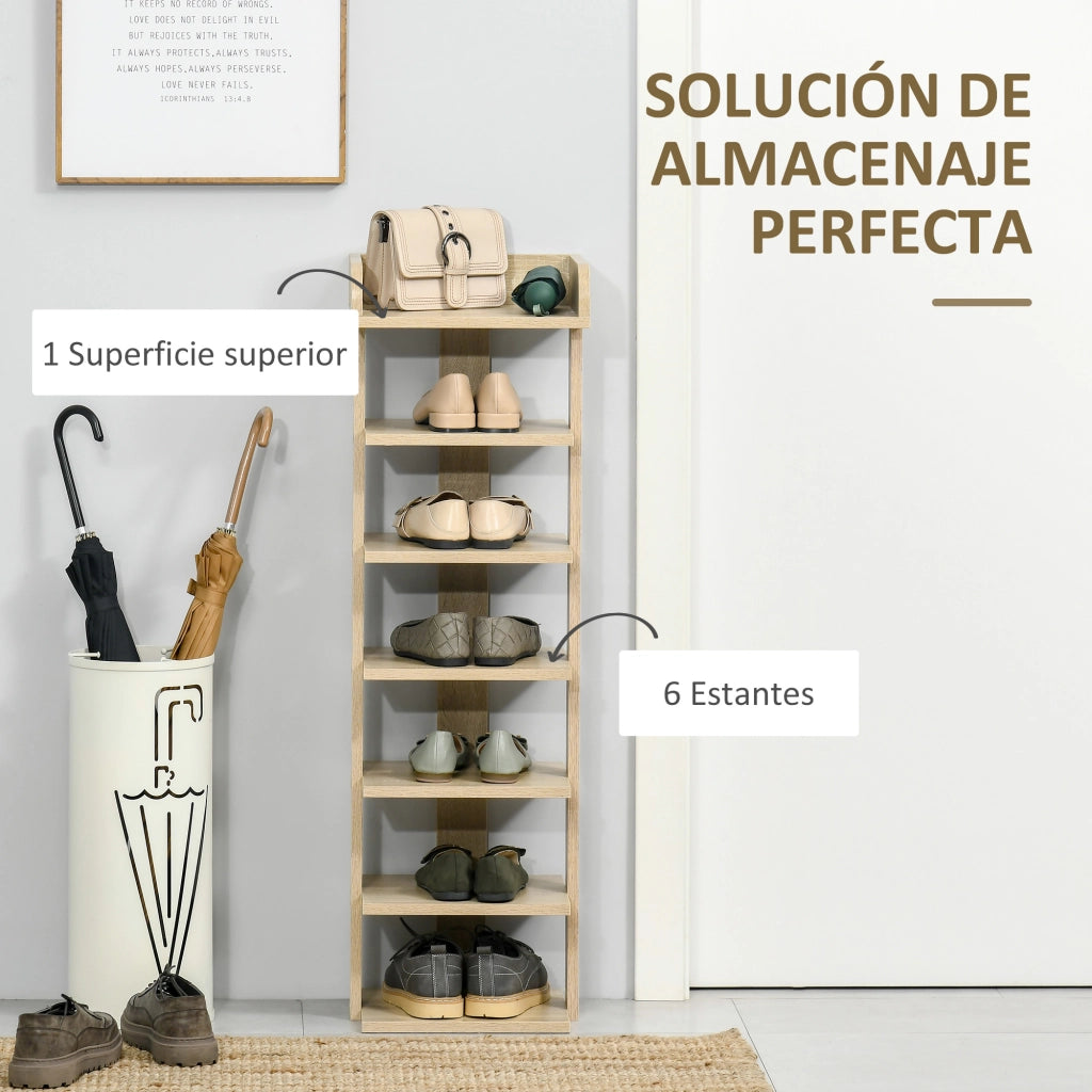 Scarpiera 7 Ripiani Legno ¨C Zephmum ¨C Rovere 32x30x104 cm
