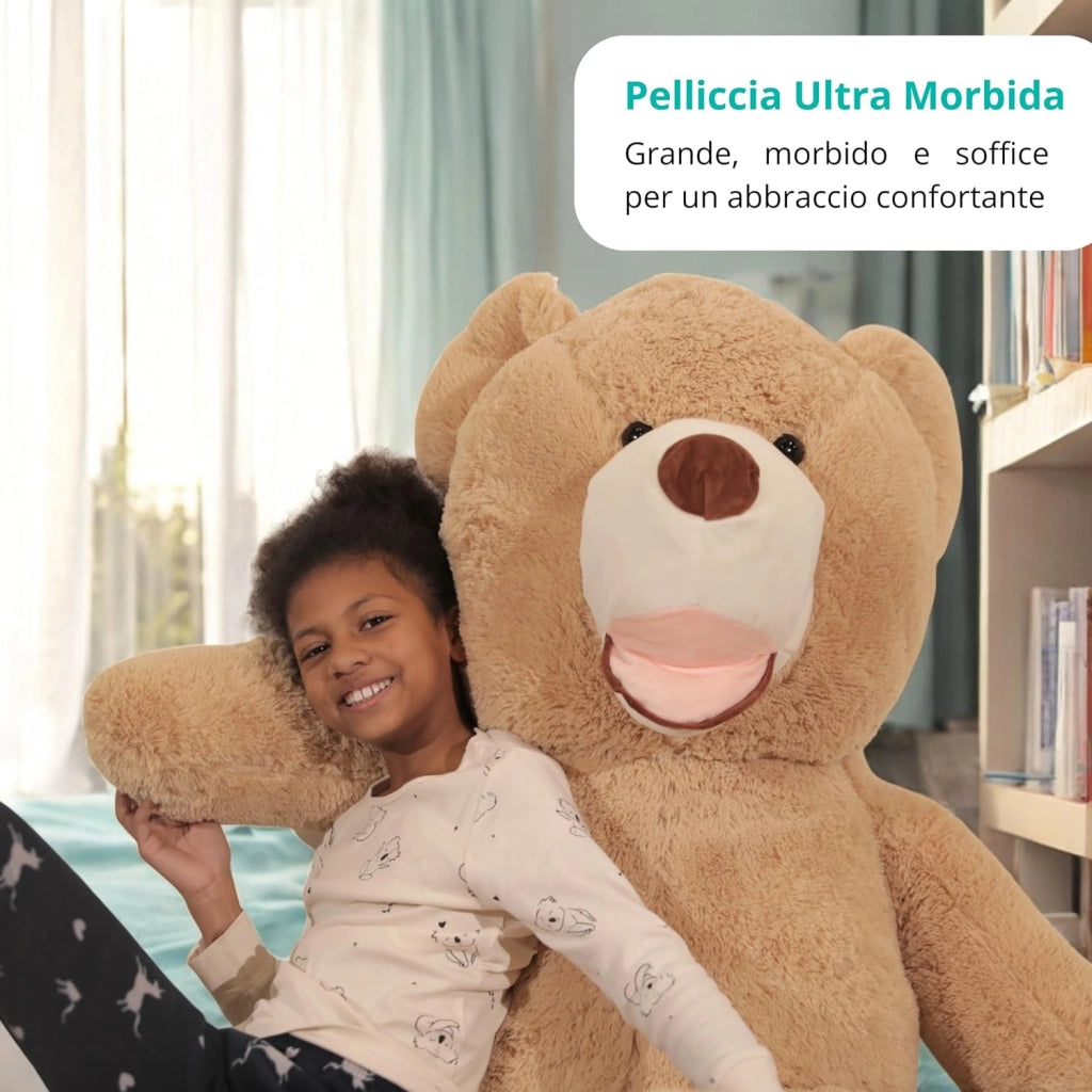 Orso Peluche Gigante 160cm - Fabbricato in Francia, Certificato CE - Morbido e Soffice, Abbracci Garantiti - Orsacchiotto di Peluche Grande Perfetto per Compleanni e Altre Celebrazioni