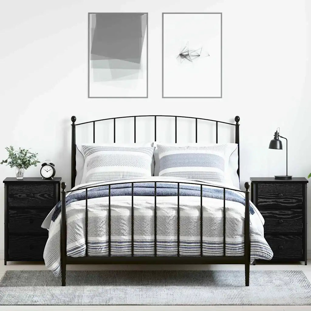 Set di 2 Comodini | Armadio da Notte | Mobiletto da notte con cassetto Rovere Nero 40 x 36 x 60 cm