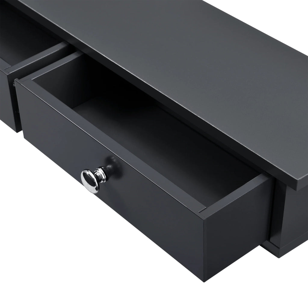 Mensola da parete con 2 cassetti mobile contenitore di design per ingresso soggiorno camera da letto MDF laccato 10 x 60 x 15 cm nero 03_0005194