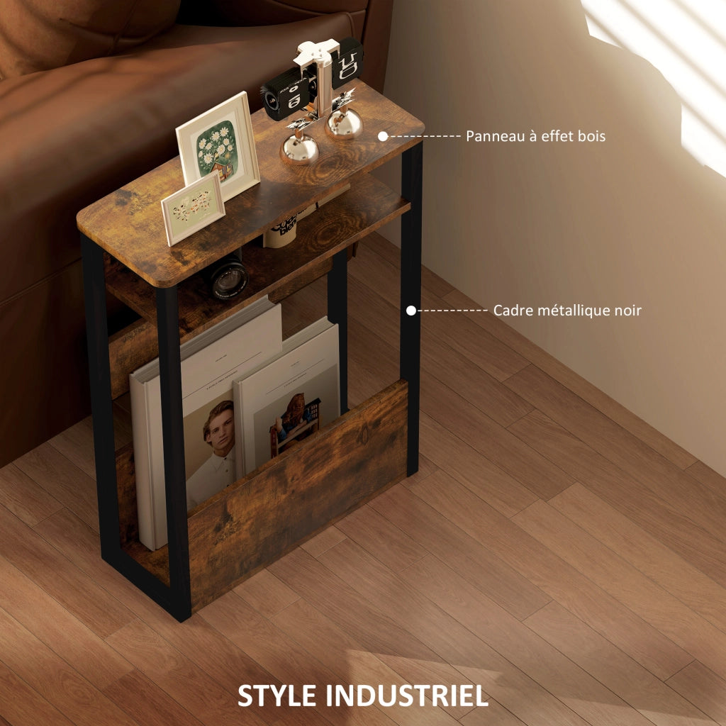 Tavolino da salotto con ripiani a due livelli ¨C zephmum ¨C 46x18x58.5 cm rustico