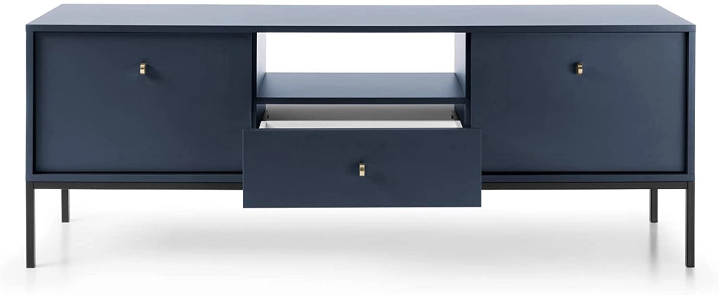 MOBILE TV PORTA TV CASSETTIERA BLU SCURO PIEDI NERI 153.5x56.2x39cm MONO