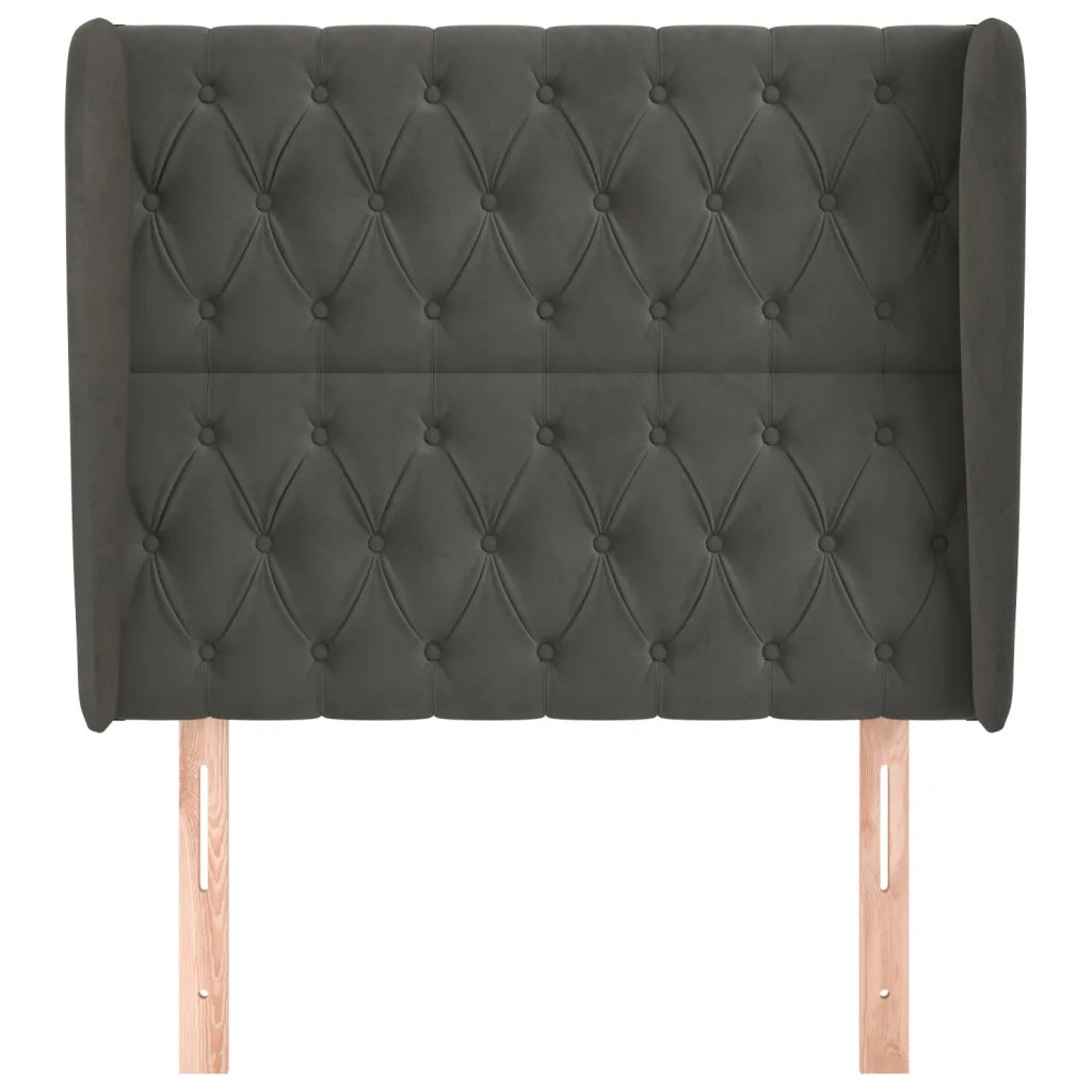 Testiera ad Orecchio Grigio Scuro 93x23x118/128 cm in Velluto