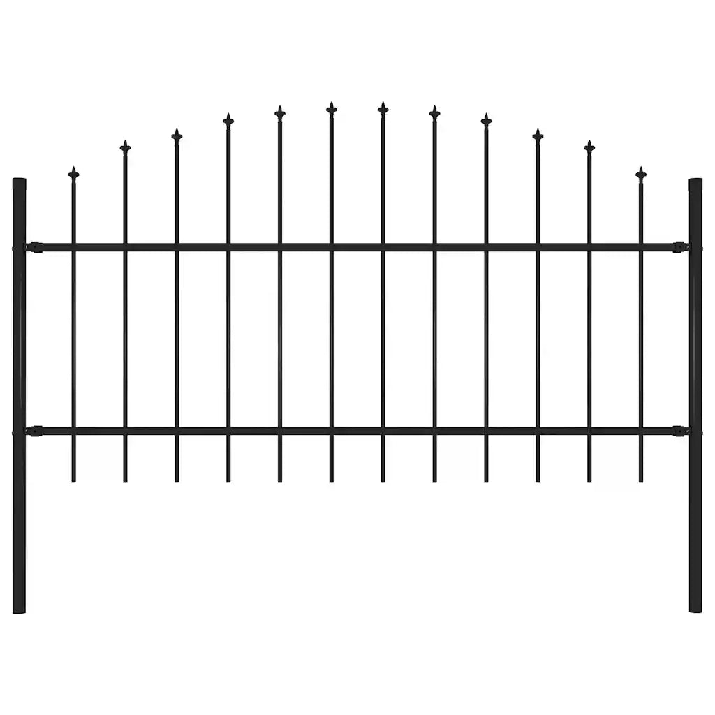 Recinzione da Giardino | Recinzione da cortile Woerden con Punta a Lancia in Acciaio 170x125 cm Nero