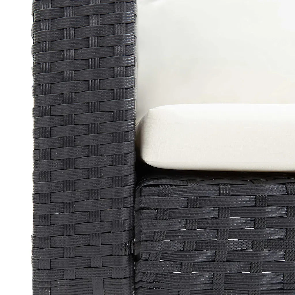 Divano da Giardino Singolo con Cuscini in Polyrattan Nero cod mxl 70656