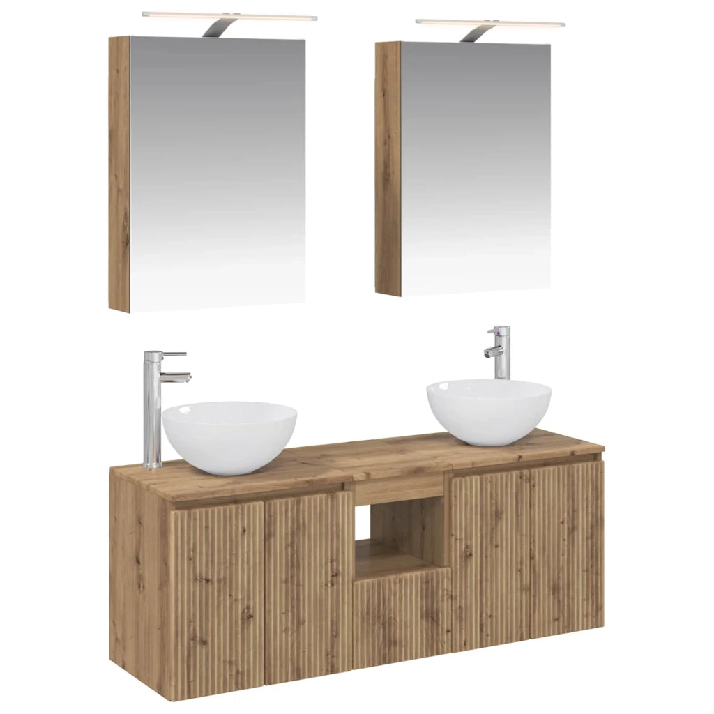 Set di Armadi da Bagno 5 pcs Rovere Artigianale 3406358