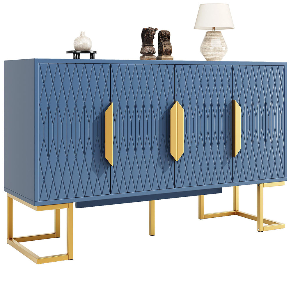 Armadio di servizio moderno blu/nero - Xylo - 140x40x80 cm - 4 porte, 2 ripiani regolabili