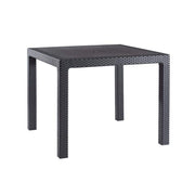 Tavolo da Giardino in Rattan Grigio Quadrato con Foro Ombrellone