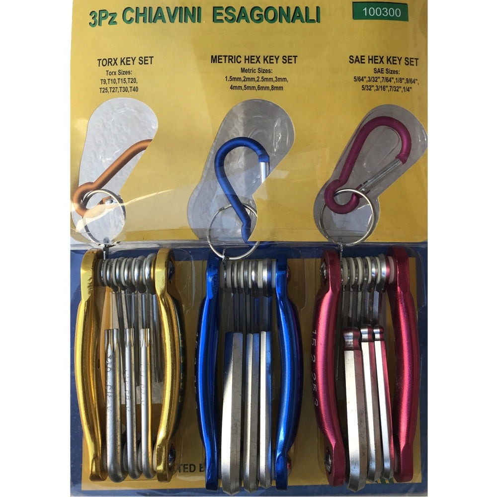 Trade Shop - Kit Set 24 Pezzi Chiavini Pieghevoli Torx Forati Esagonali Sferici Ball Point -