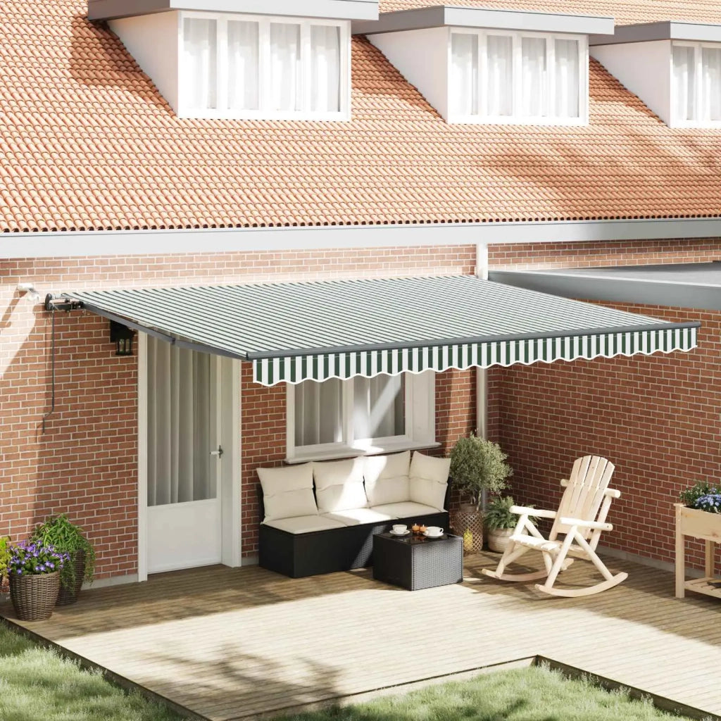 Tessuto per Tenda con Verde e Bianco 450 × 300 cm Poliestere 3331074
