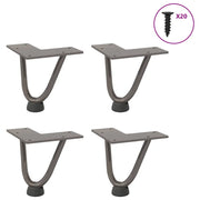 Gambe a forcina per tavolino 4 pz in acciaio naturale 10 cm in acciaio massiccio