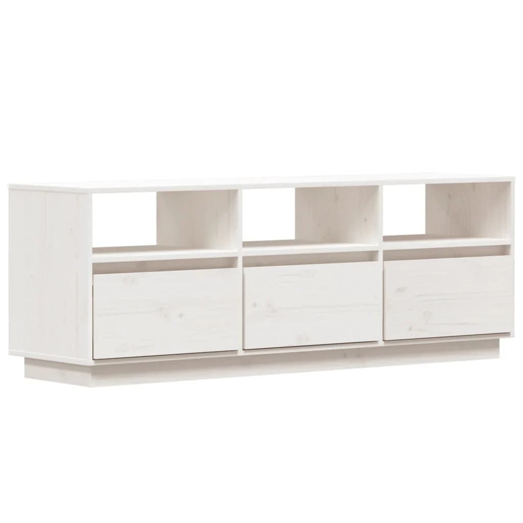 Mobile TV multimediale scaffale TV credenza mobile TV sala da pranzo soggiorno camera da letto 140 x 37 x 50 cm legno di pino massiccio bianco 02_0025929