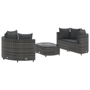 Set Divano da Giardino 5 pz | Set Salotto da Giardino con Cuscini Grigio in Polyrattan