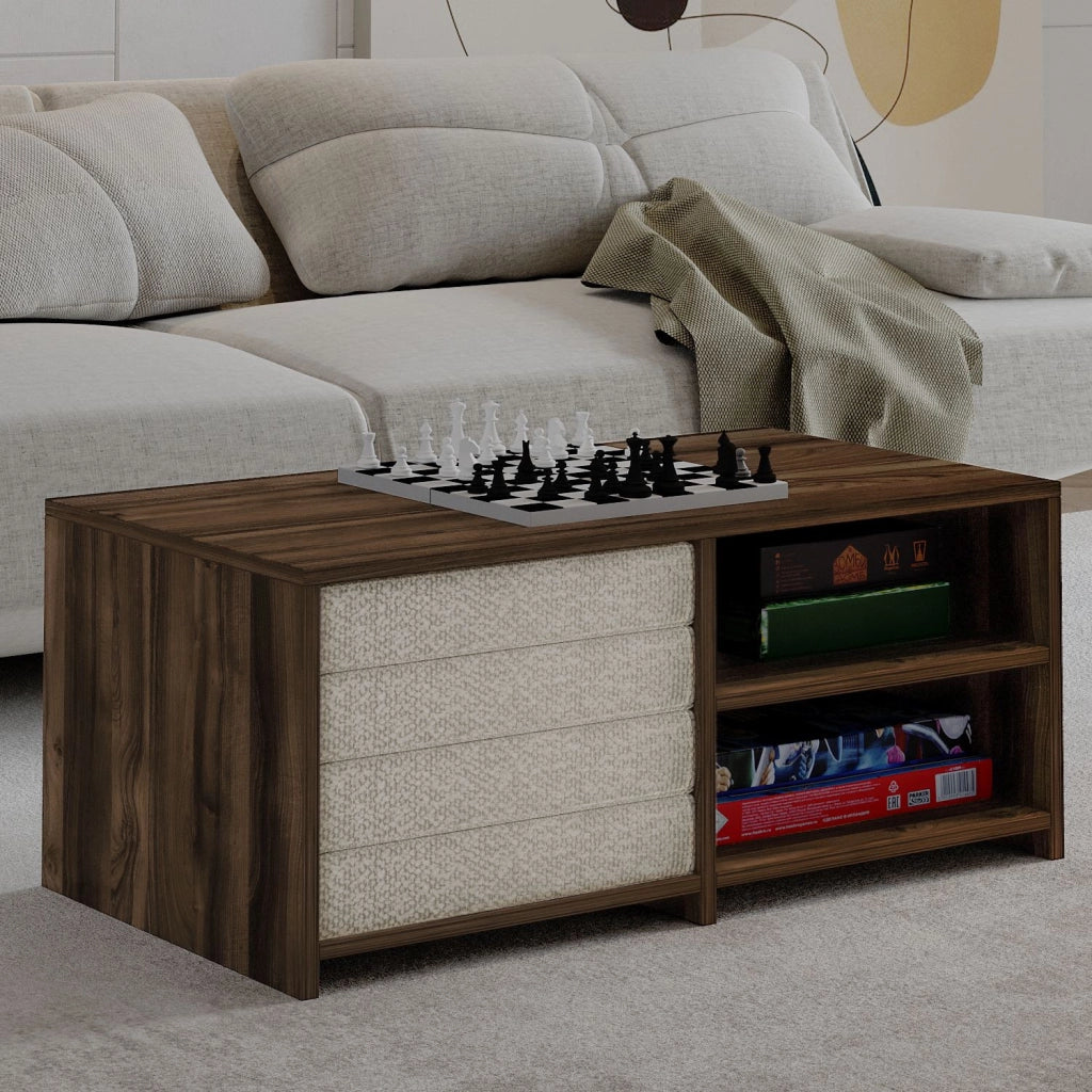 Tavolino in legno "Gord" - 90 x 45 x 44 cm - Marrone