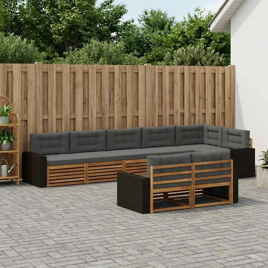 Set di divani da esterno con cuscino 8 pcs Naturale e Antracite 3383515