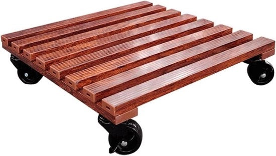 Trolley per piante con ruote e base di vaso floreale rimovibile per interni ed esterni (Chestnut 23 cm)