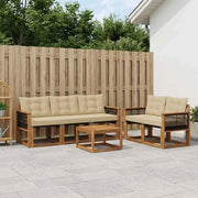 Set di divani da esterno 6 pz Naturale e Beige 3381777