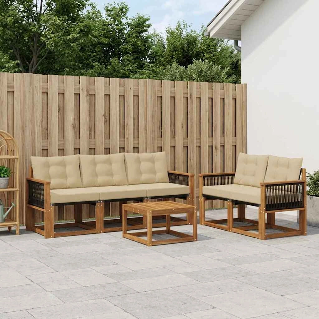 Set di divani da esterno 6 pz Naturale e Beige 3381777