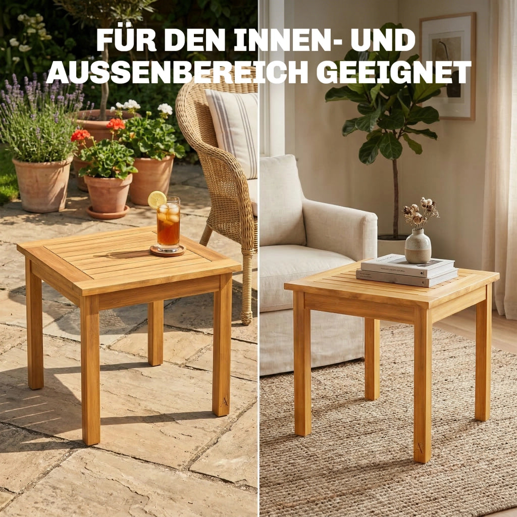 Comodino da giardino impermeabile 48 x 48 cm con piedi regolabili a listella; quadrato