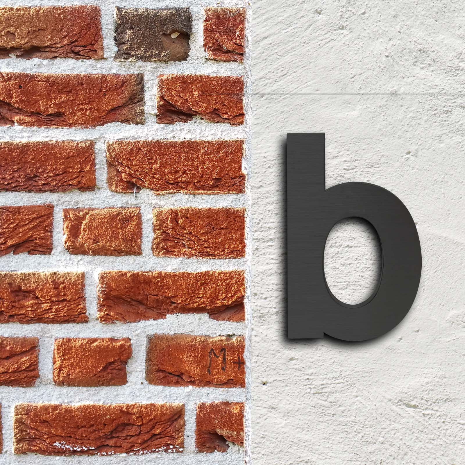 Lettera "b" per numero civico 3D Arial 15 cm Antiruggine Con materiale di montaggio