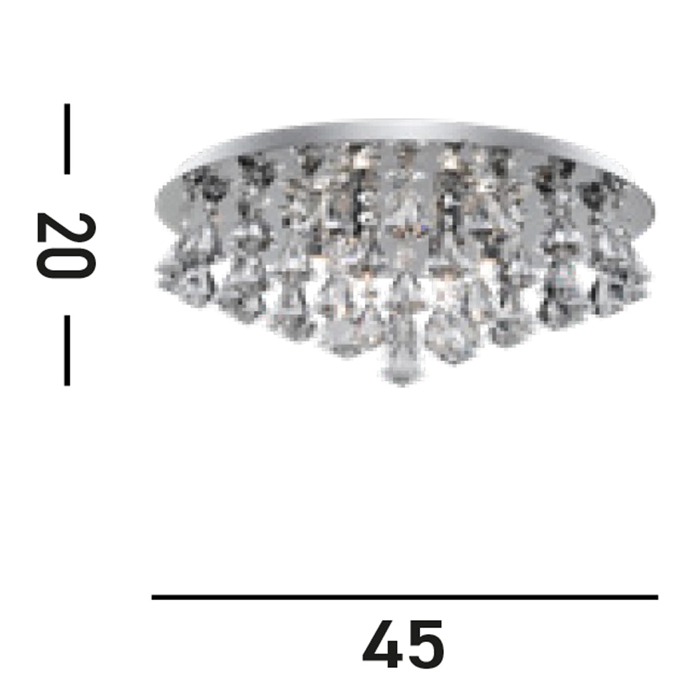 Plafoniera Classica Hanna Acciaio Cromo Alluminio 6 Luci G9