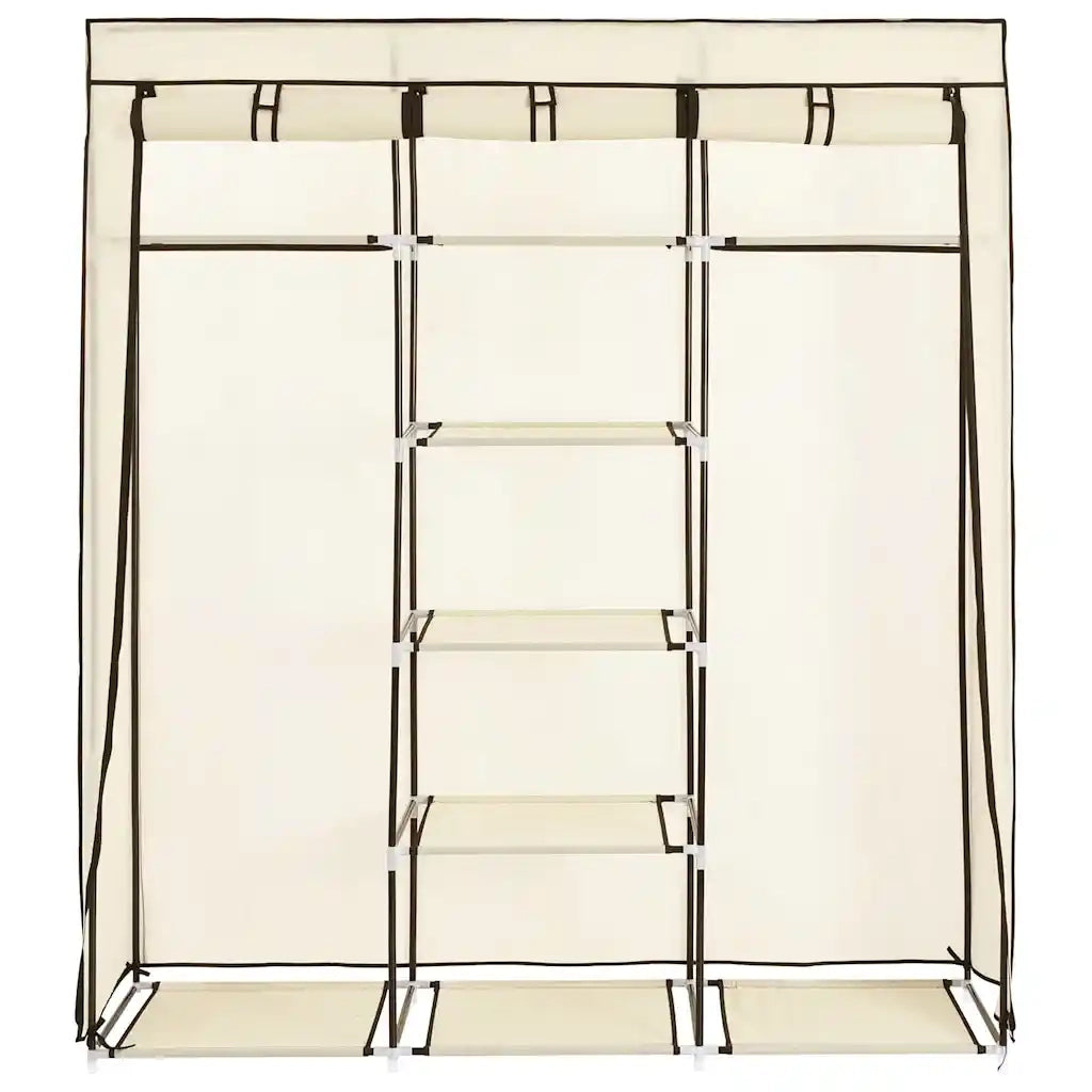 Armadio con Scomparti e Aste Crema 150x45x175 cm in Tessuto 282455