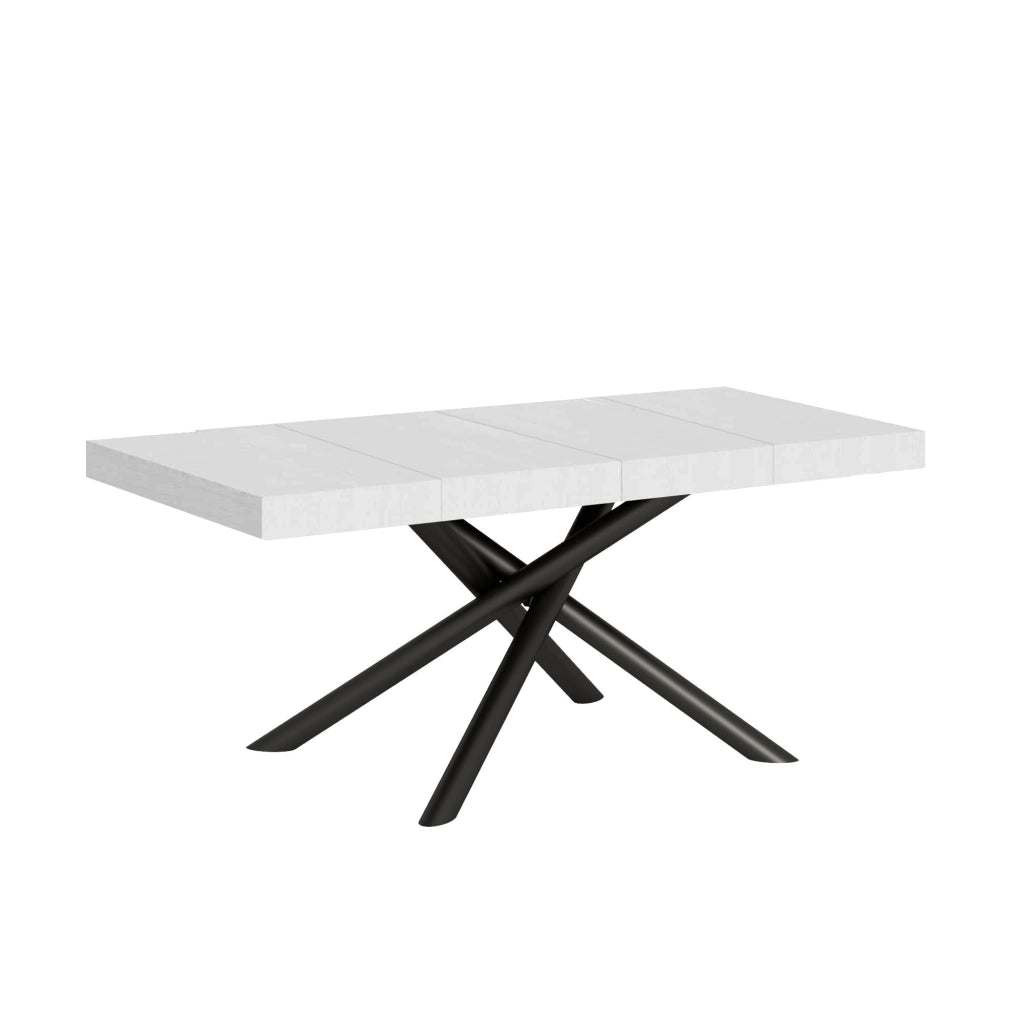 Tavolo Allungabile 140-400x90x77 cm Famas Premium Bianco Frassino Telaio Antracite