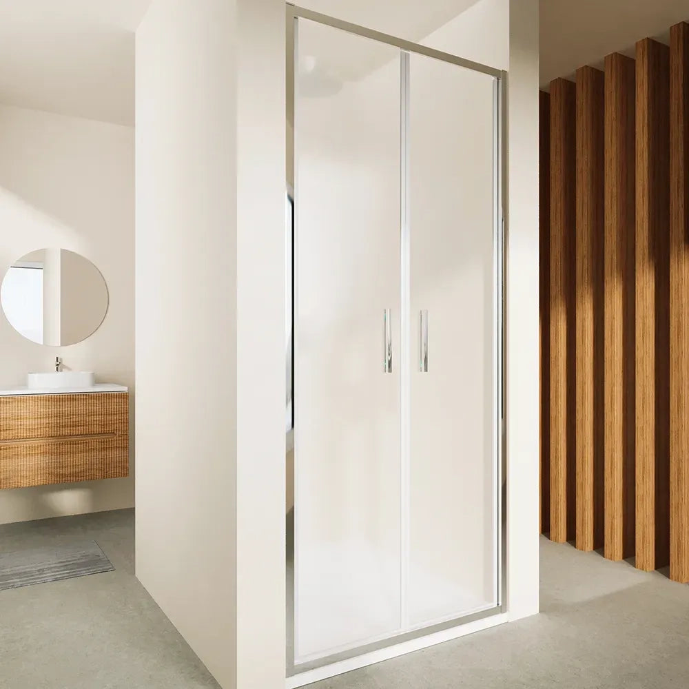 Porta doccia 75cm con apertura saloon profili slim cromati vetro 6mm opaco h190 | Portofino