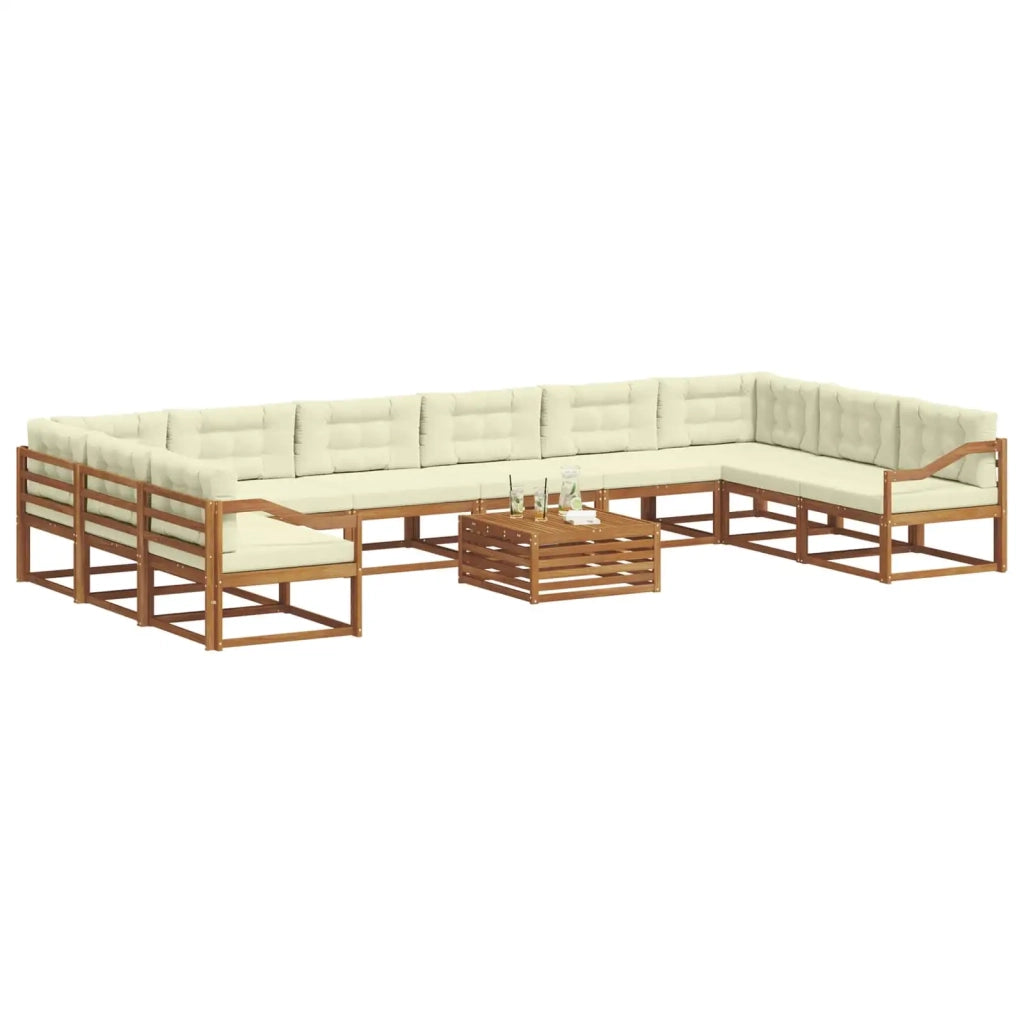 Set di divani da esterno con cuscino 11 pcs Naturale e Crema