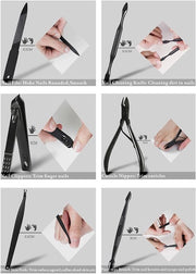 Set di Manicure e Pedicure Professionale con 15 pezzi in Acciaio Inossidabile con Custodia per Viaggio (Nero/Giallo)
