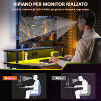 Scrivania Gaming con Luci LED e Supporto per Monitor 100x60x88.5 cm Nero