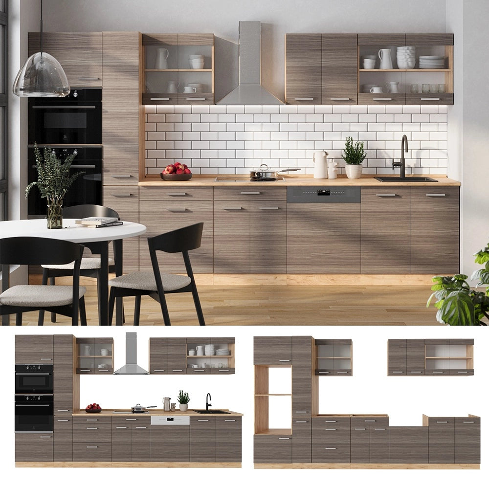 Vicco Cucina completa  Grigio nobile/rovere dorato 350 cm , PL Rovere