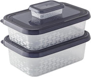 Set di contenitori alimentari essenziali per casa, plastica BPA libera, nera, diverse dimensioni, 3 pz.