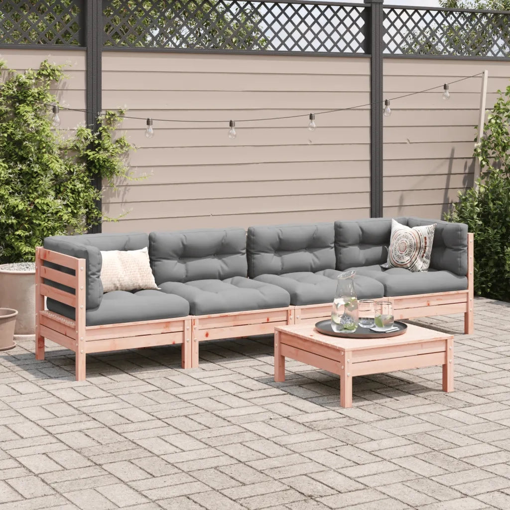 Set Divani Giardino 5 pz Cuscini Legno Massello Abete Douglas 3299284