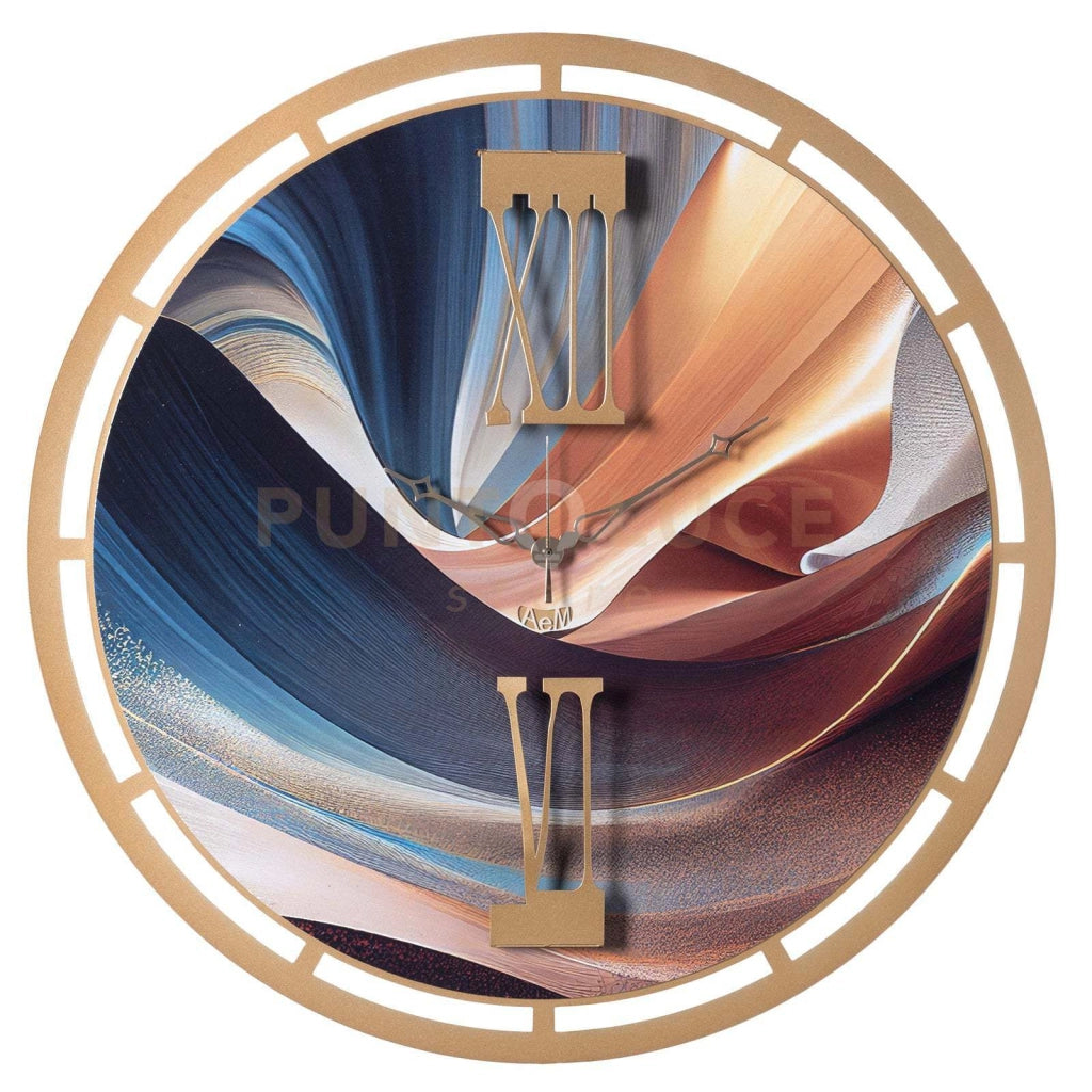 orologio effetto marmo pregiato mood Oro laccato e dune dorate in Ferro Diametro63cm