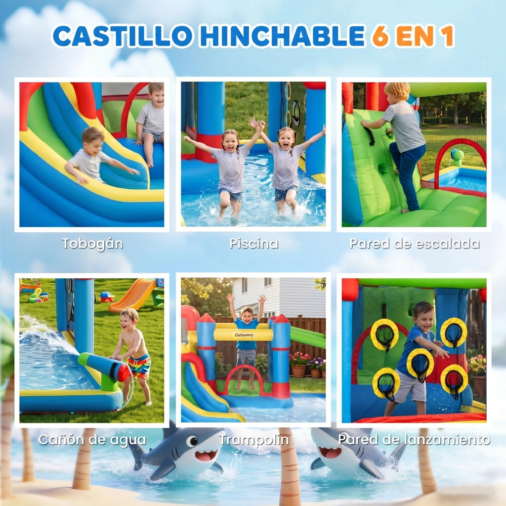 Letto gonfiabile per bambini con scivolo e parete per arrampicata ¨C zephmum ¨C 390x300x197 cm Multicolor